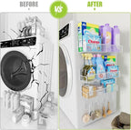 4 Pack Magnetic Shelves for Washing Machine, Heavy-Duty Magnetic Laundry Organizer with Hooks, Washing Machine Shelf for Refrigerator, Metal Storage Baskets, Closet & Laundry Room Organization(White) - Image 6