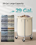 SONGMICS Laundry Basket with Wheels, 29 Gal., Steel Frame, Removable Bag - Image 3