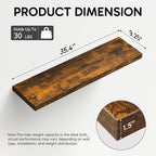 BAYKA Rustic Brown Floating Shelves 35.4in, Set of 3, Wall Mount Wood Shelf - Image 3