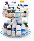 Lazy Susan 2-Tier Medicine Cabinet Organizer, Clear Plastic Spinning Spice Organization for Cabinet, Rotatable Makeup Organizer Countertop for Bathroom Vanity, Kitchen Pantry & Small Spaces Storage by Unknown