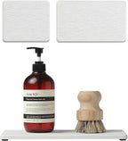 Razborci 3PCS Bathroom Sink Vanity Trays, Quick Stone Drying Mat Dish Soap Dispenser Sponge Holder for Kitchen Counter, Diatomaceous Earth Water Absorbing Caddy Organizer, White by Razborci