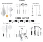 AceMining Broom Holder Wall Mount, 5 Racks 4 Hooks Heavy Duty Mop Organizer - Image 4