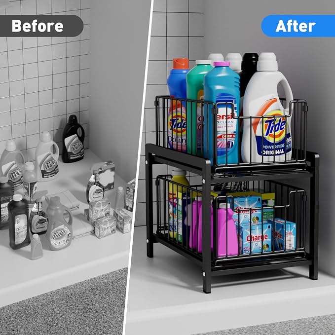 2-Tier Pull Out Cabinet Organizer, Slide Out Under Sink Organizer - Image 5