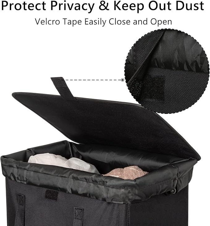 WOWLIVE 100L Black Laundry Hamper with Lid, Dirty Laundry Basket for Dorm - Image 6