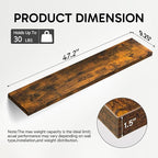 BAYKA Rustic Brown Floating Shelves 47.2in, Set of 2, Wall Mount Wood Shelf (Pack of 2) - Image 3