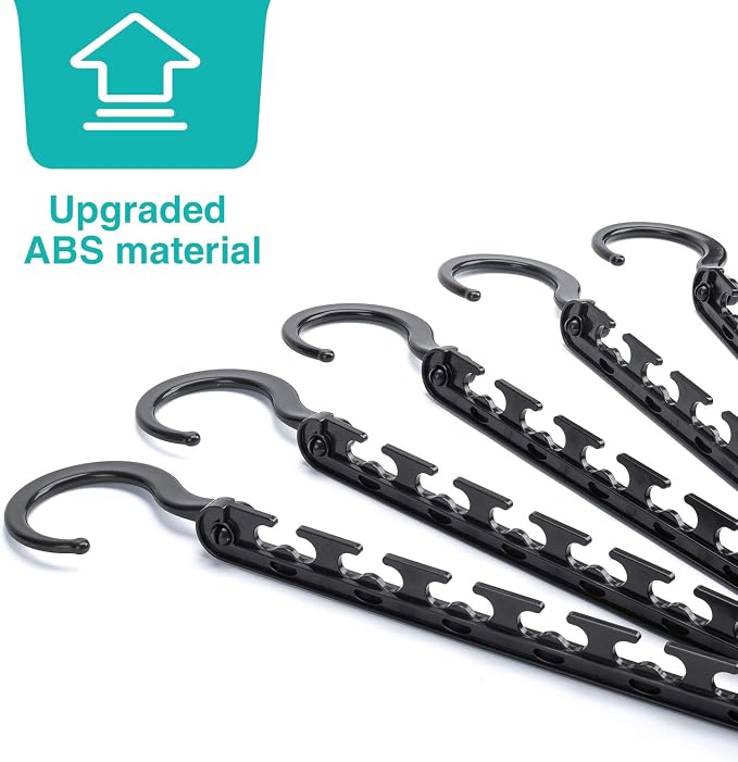 HOUSE DAY Sturdy Space Saving Hangers 12 Pack, Cascading Hangers Organizer | Closet Space Saver Multi Hangers for Heavy Clothes, Closet Organizers and Storage,College Dorm Room Essentials - Black - Image 2