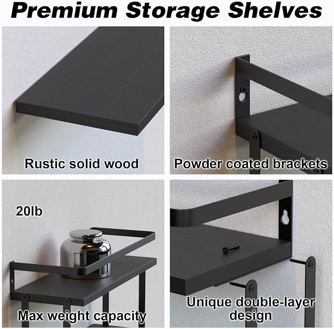 RICHER HOUSE Floating Shelves Bathroom, Wall Mounted Shelf Over Toilet - Image 3