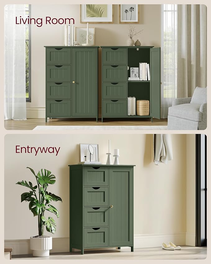 VASAGLE Floor Storage Cabinet, Farmhouse, 4 Drawers and 1 Door,32.3" H - Image 7