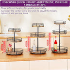 Heavy-Duty 3-Tier Lazy Susan Organizer, Adjustable to Different Heights, Countertop Spice Rack, Upgraded Thickened Wooden Board, Suitable for Seasoning Organizer, Kitchen Organization - Image 3