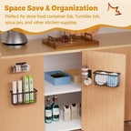 4 Pack Adhesive Cabinet Door Organizer - Tumbler Lid Organizer & Kitchen Storage baskets for Kitchen, Bathroom, Inside Cabinet Door Storage for Cup Lids, Spices, Small Supplies, Space-Saving (Black) - Image 4