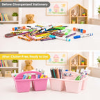 6 Pack 4 Compartment Classroom Caddy with Handle, Pink Purple - Image 4