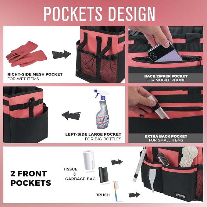 SCAVATA Compact Wearable Cleaning Caddy with Handle & Shoulder Straps - Image 2