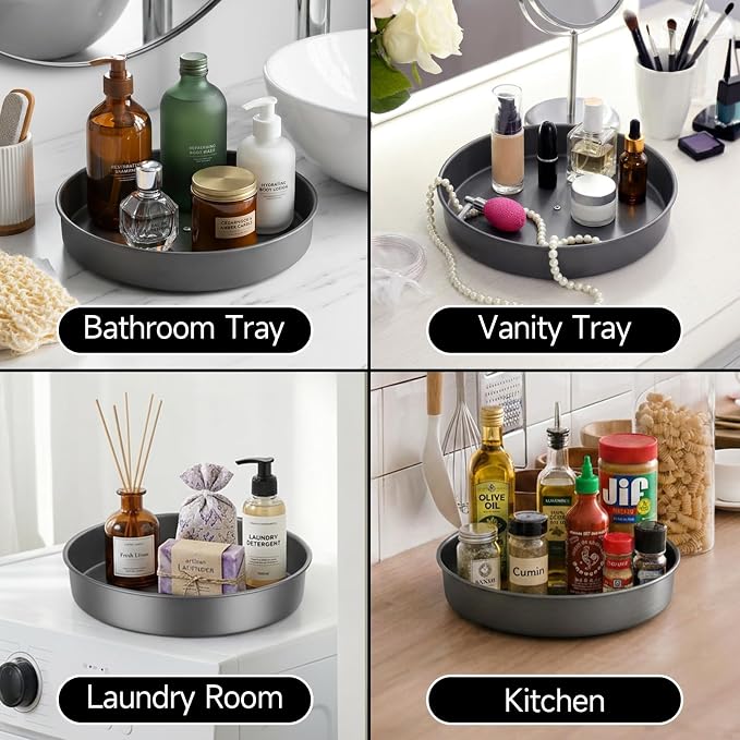 2PCS 9.8" Black Metal Lazy Susan Turntable Organizer - Image 7