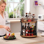 YATINEY Lazy Susan Organizer, Rotating Spice Rack, 2 Tier Spice Turntable Organizer, Industrial Turntable Spice Holder, for Kitchen Countertop and Cabinet, Compact and Versatile, Rustic Brown SR22BR - Image 4