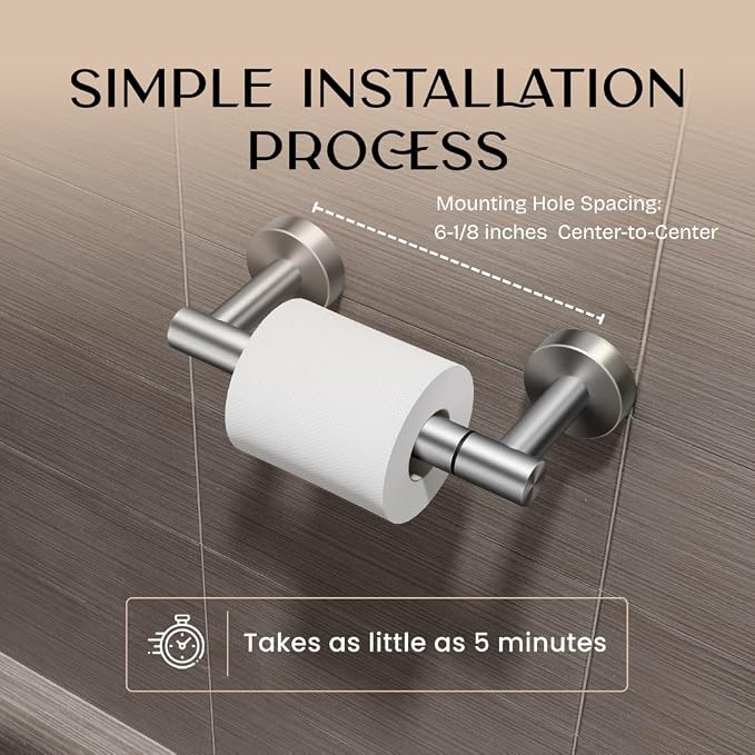 Day Moon™ Toilet Paper Holder Wall Mount, Modern Roll Holder for Bathroom, Stainless Steel Rustproof Double Post Pivoting Tissue Roll Holder for Bathroom, Classic, Brushed Nickel - Image 5