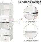 GRANNY SAYS Hanging Closet Organizer, 5 Drawers, 6 Shelves, 4 Pockets | Hanging Closet Organizer with 5 Different Drawer Designs, 6 Shelves & Reinforced Structure for Organized Small Spaces, White - Image 6