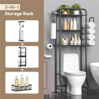 3-in-1 Over the Toilet Storage Rack, 3-Tier Toilet Organizer Shelf - Image 3