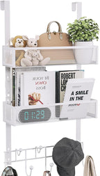 Consumest Over The Door Hooks Organizer - 3 Tier Door Hanger with 9 Coat Hooks & 2 Mesh Basket, Back Storage Organizer Hanging Towels for Bathroom, Bedroom, White by Consumest