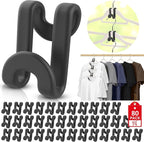 80Pcs Space Saving Hanger Hooks, Plastic Hanger Connector Hooks Black by Besslly