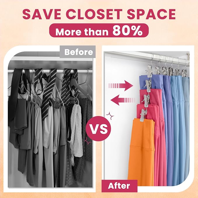30 Pack Pants Hangers with Clips,Legging & Jean Hangers for Closet Hanging | Space Saving Clip Hangers for Yoga Pants, Jeans, Shorts, Skirts and Hats,Closet Organizers and Storage,Gray - Image 3