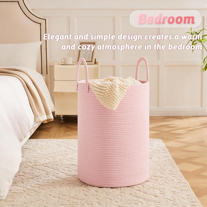 Artfeel Laundry Basket,Woven Cotton Rope Laundry Hamper,80L for Decorative Storage of Dirty Clothes,Toys and Blankets in Bathroom,Baby Room and Living Room - Image 3