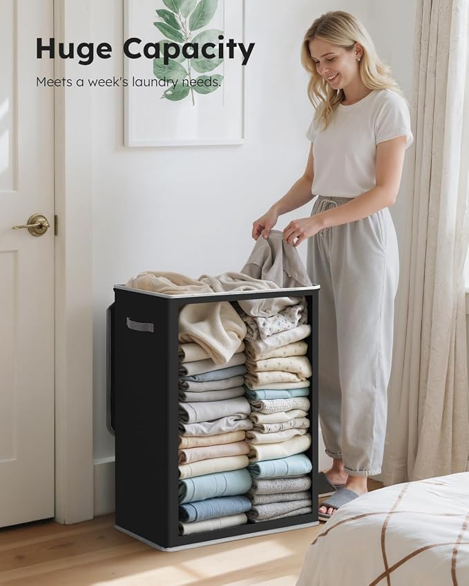 SOLEDI 130L Laundry Hamper with Lid, Large Collapsible Laundry Basket - Image 3
