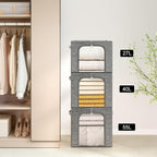 GoMaihe Baby Clothes Storage Bins with Metal Frame 27L 3-Pack Grey - Image 8