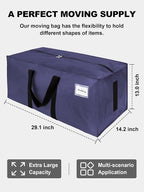 HOMESURE Supports 200lbs Heavy Duty Moving Bags - Strong Zipper & Wrap-Around Handles - Water-Resistant Storage Totes, Durable Alternative to Moving Boxes - 40 Pack - Blue - Image 5