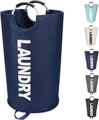 Maxsilan 125L X-Large Laundry Basket, Freestanding Tall Clothes Hamper, Collapsible Laundry Bag, Dark Blue by Maxsilan