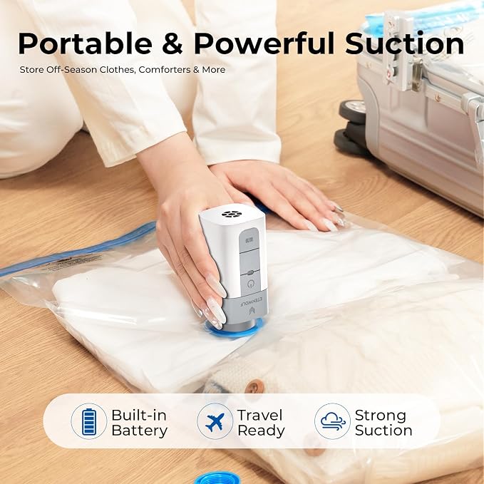 ETENWOLF 10 Jumbo Vacuum Storage Bags for Travel with Wireless Pump - Image 5