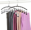 Legging Hangers for Closet Organizer, Hat Hangers for Closet 2 Pack with 10 Clips Holds 20 Leggings, Legging Hanger, Pants Storage Organizer Suitable for Socks, Panties, Underwear, Pants by Arkeiliy