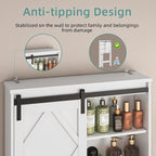 Over the Toilet Storage Cabinet with Farmhouse Sliding Barn Door, Above Toilet Organizer with Toilet Paper Holder Stand, Behind Toilet Shelf, Space Saver for Restroom, Bathroom, Laundry, White - Image 8