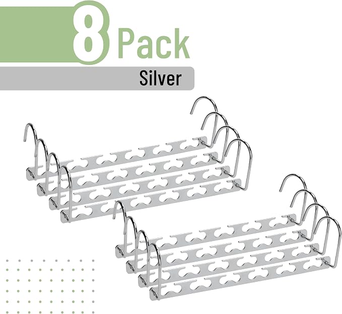 Mr. Pen- Metal Space Saving Hangers for Clothes, 8 Pack, 6 Slots | 360° Rotating Hooks, Metal Hangers, Wardrobe Organizer, Magic Cascading Hanger, Closet Space Saver - Image 2