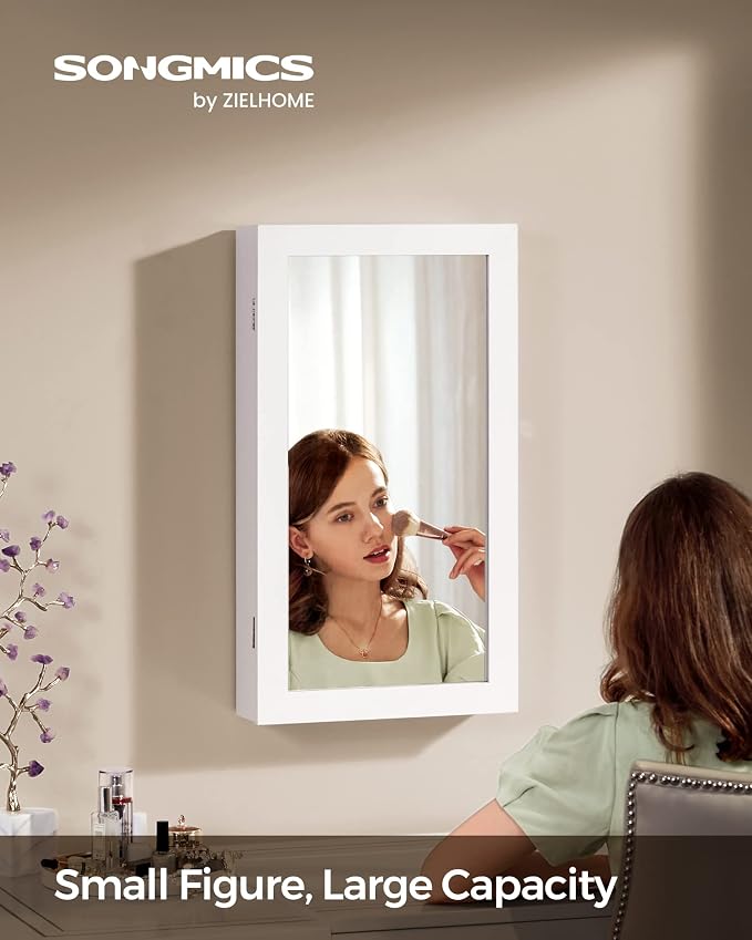 SONGMICS Lockable Jewelry Cabinet Armoire with Mirror, Wall-Mounted - Image 2