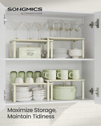 SONGMICS Cabinet Organizer Shelf, Set of 2 Spice Rack, Kitchen Storage - Image 2