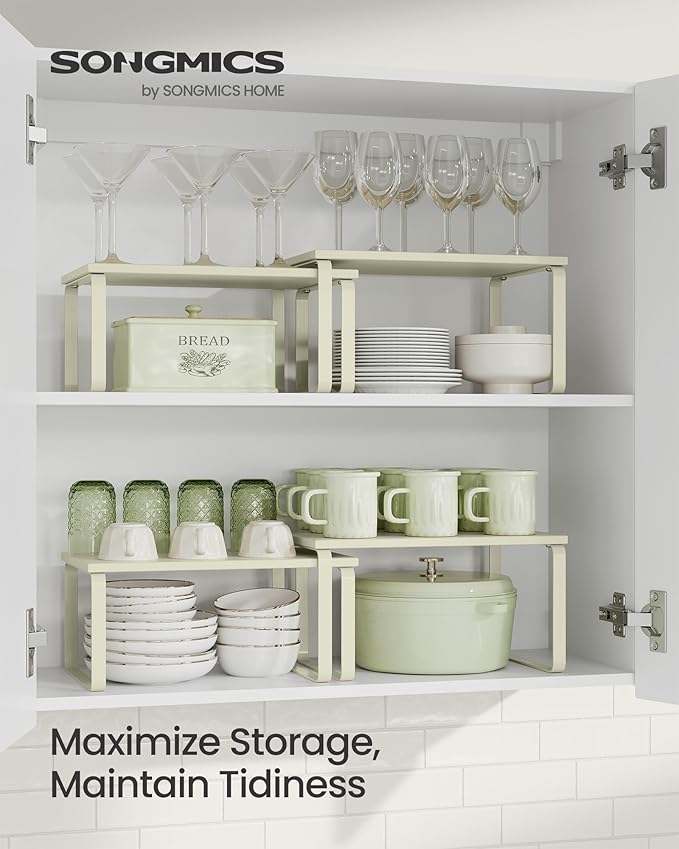SONGMICS Cabinet Organizer Shelf, Set of 2 Spice Rack, Kitchen Storage - Image 2