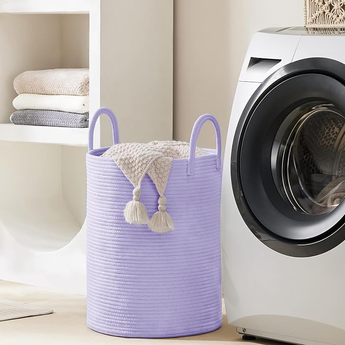 YOUDENOVA Cotton Rope Laundry Hamper Basket, 58L Blanket Basket for Nursery - Image 6
