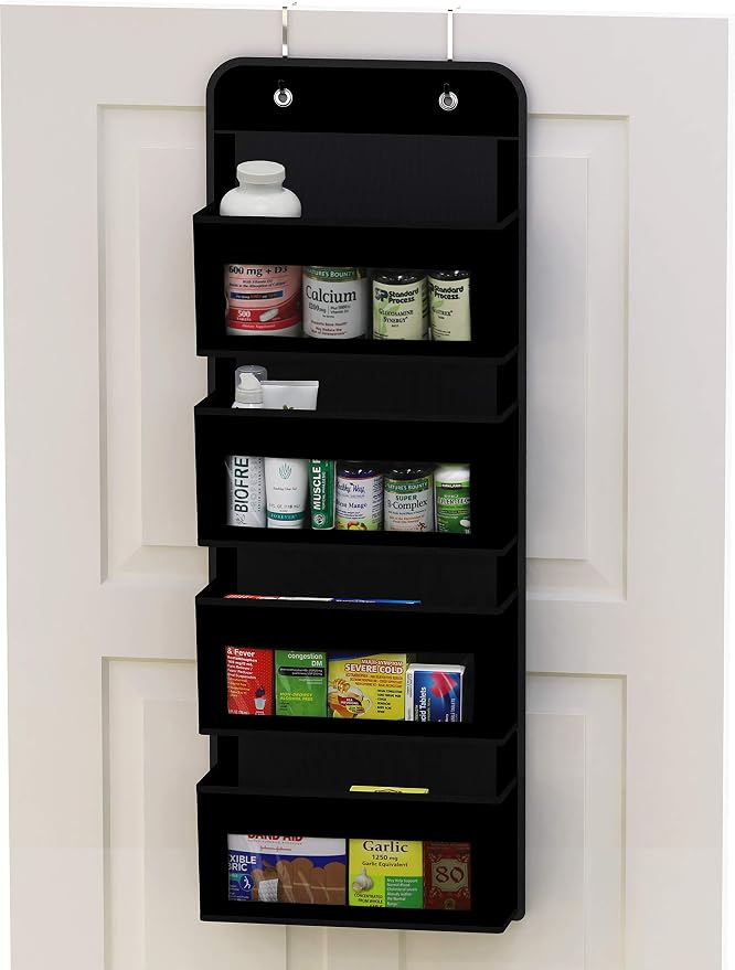 Simple Houseware 4 Clear Window Pocket Over Door Hanging Organizer, Black - Image 3