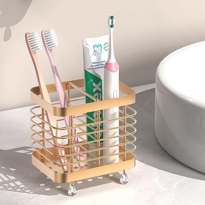 Luxspire Toothbrush Holders for Bathroom, Stainless Steel,2 Slots,Rose Gold by Luxspire
