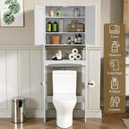 HLR Over The Toilet Storage Cabinet with Gold Trim, Over Toilet Bathroom Organizer with Adjustable Shelves and Toilet Paper Holder, Above Toilet Storage Cabinet Spacesaver for Bathroom(White) - Image 5