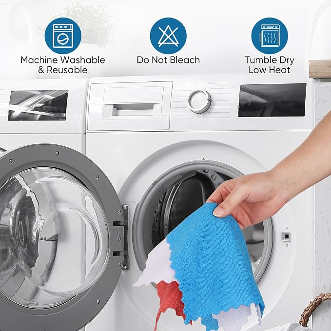 Orighty Microfiber Cleaning Cloths, 75 Sheets Shop Towels, Reusable Paper Towels Shop Rags, Washable Microfiber Towel Roll Cleaning Rags for Cars, House, Kitchen, 11.5’’ x 11.5’’, Red - Image 3