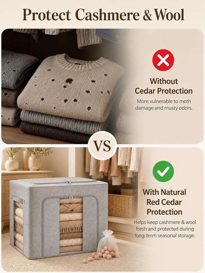 Large Cashmere Sweater Storage Bags w/ Steel Frame, 50L Wool Garment Bag - Image 6