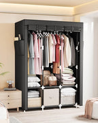 Mavivegue Portable Closet, 50 Inch Wardrobe Closet, Portable Closets for Hanging Clothes with 3 Hanging Rods and 6 Storage Shelves for Bedroom, Black - Image 8