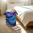 Marble Laundry Basket Foldable Laundry Hamper With Handles Clothes Storage Bucket Organizer Laundry Bag For Bedroom Bathroom Laundry Storage 19.6 x 15.7 - Image 6