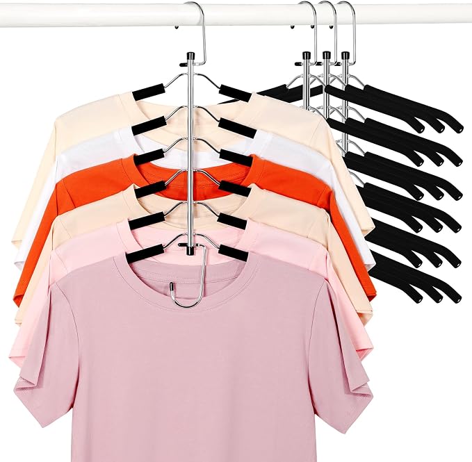 TOPIA HANGER Clothes Hanger Space Saving, 6 Tier Shirt Coat Hangers Space Saving No Bump Shoulder Hangers with No Slip Foam Padded Hangers Organizers and Storage for Men and Women 4 Pack-CT65B by TOPIAHANGER