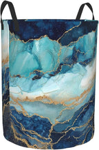 Marble Teal Laundry Basket Storage Bin Foldable Laundry Hamper Clothes Storage Bucket Organizer 19.6x15.7 Inch For Laundry Room/Bedroom/Bathroom - Image 2