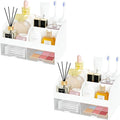 Makeup Organizer with 2 Drawers, Cosmetic Storage for Dresser Vanity and Bathroom Countertop,Make up organization and Skincare Storage with Beauty Brush Holder, Cosmetic Display Case 2Pcs White by DIRZHX