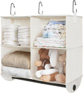 StorageWorks Hanging Closet Organizer with Rod, 4 Sections, 2 Tiers, White | Maximize Closet Space with 4 Open Sections and Built-in Rod for Hanging Clothes Below by StorageWorks