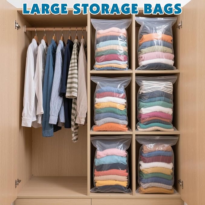 60 Pack Large 5 Gallon Storage Bags with Zipper Top, 18 x 24in Zipper Bags - Image 4
