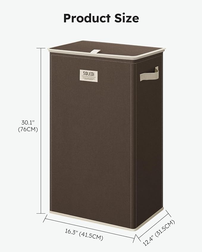 SOLEDI 100L Laundry Hamper with Lid, Large Collapsible Laundry Basket - Image 3
